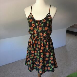 Navy Pineapple Fit and Flare Breezy Dress